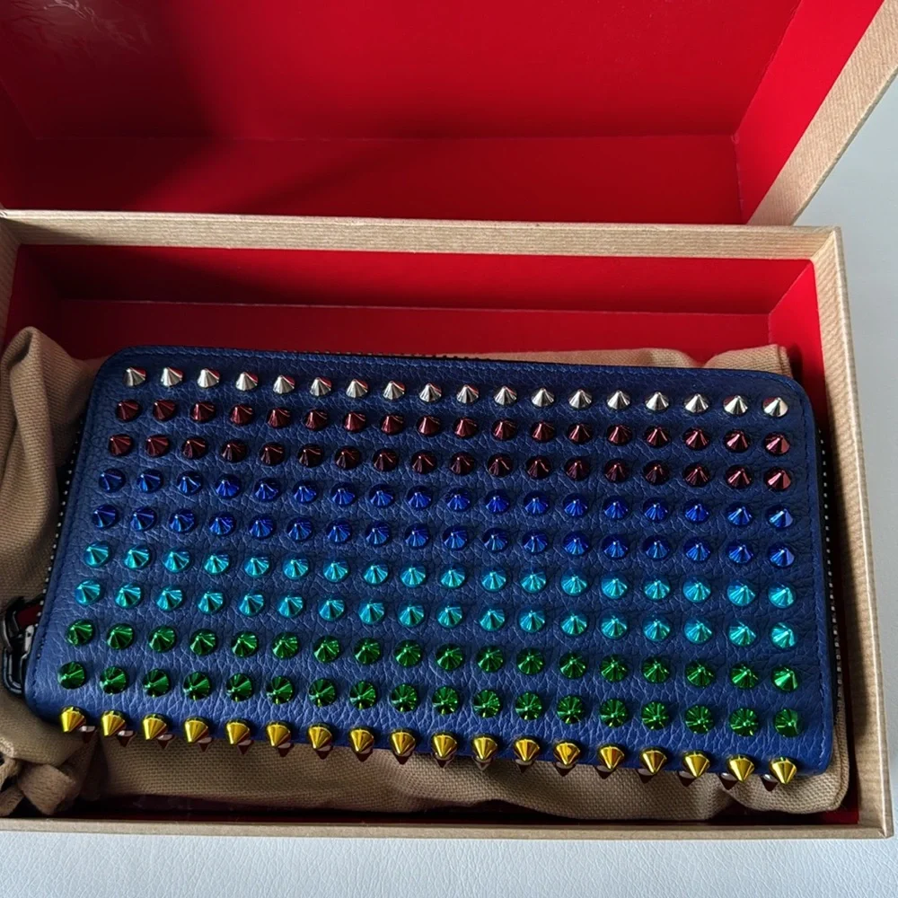 ❌SOLD❌ Christian Louboutin Panettone Wallet Calf Empire/Spikes Mix with Box & DB - Picture 13 of 14